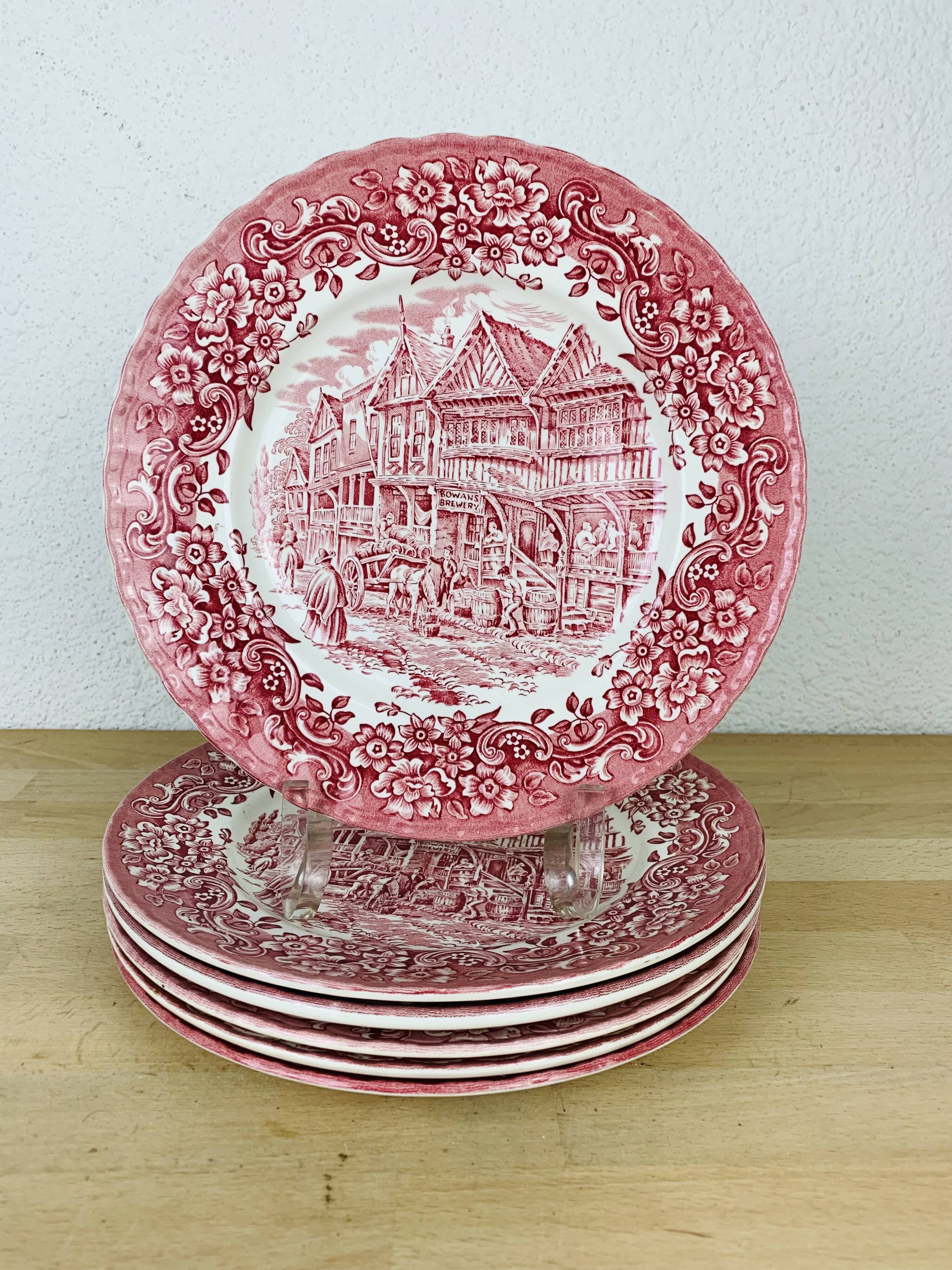 6 plates earth of iron red Royal Tudor model 17th century England ironstone