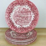 6 assiettes terre de fer rouges Royal Tudor modèle 17th century England ironstone
