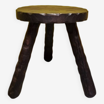 French Wooden Tripod Stool, 1970s