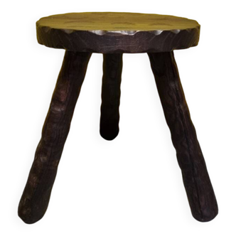 French Wooden Tripod Stool, 1970s