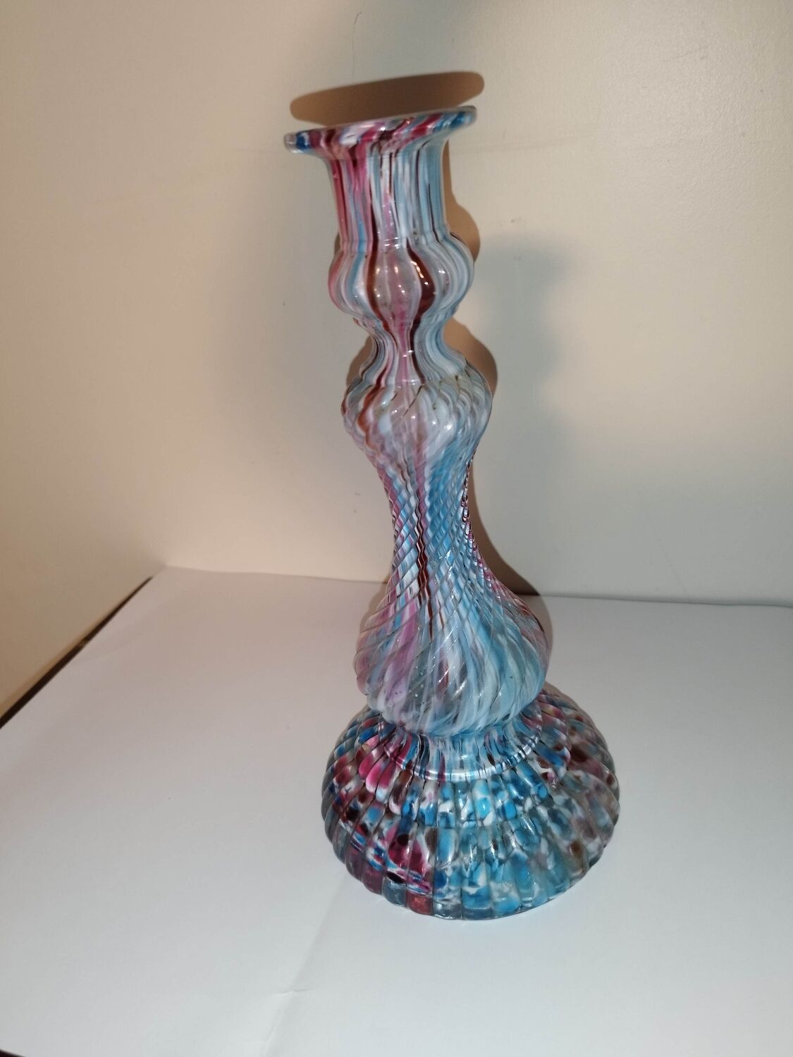 Clichy candle holder marbled blue rose white