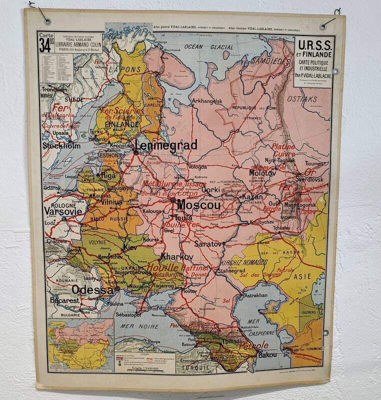 Vidal lablache school map - n°34 ussr and finland