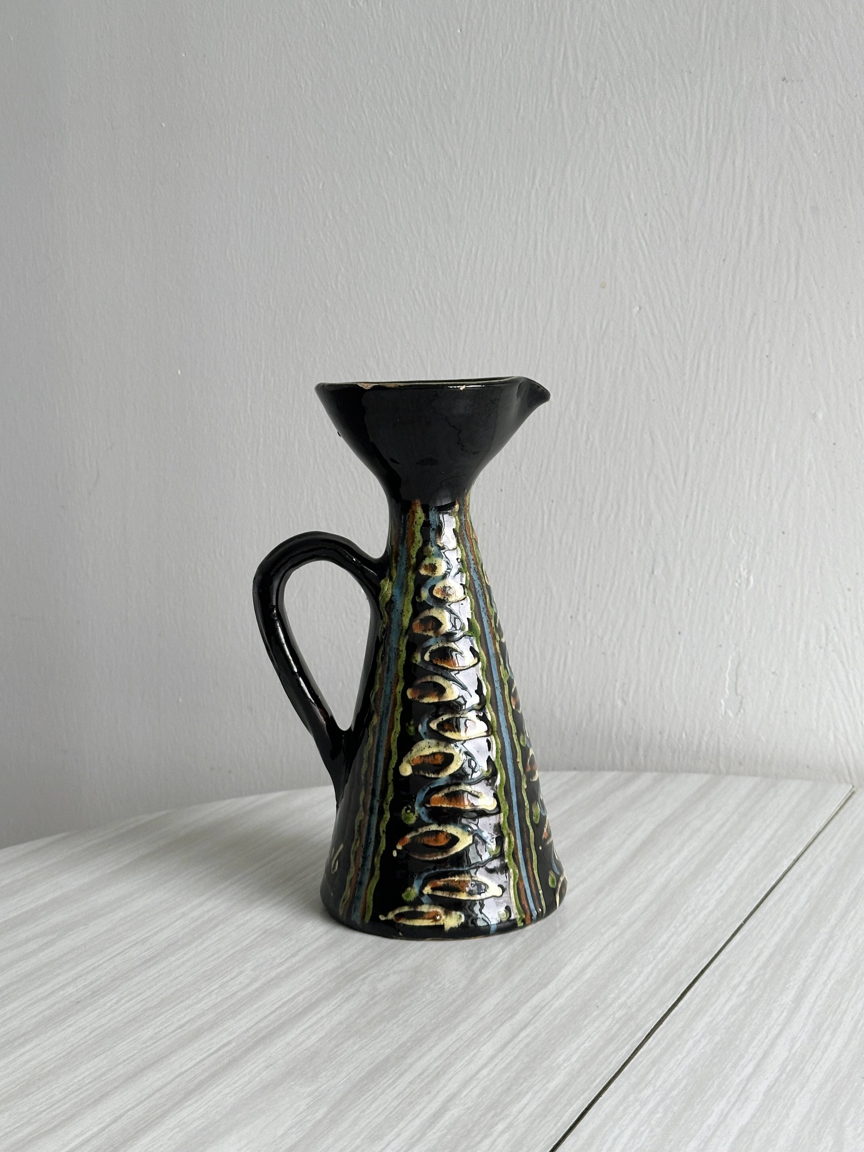 Pitcher, hand painted ceramic decorative pottery