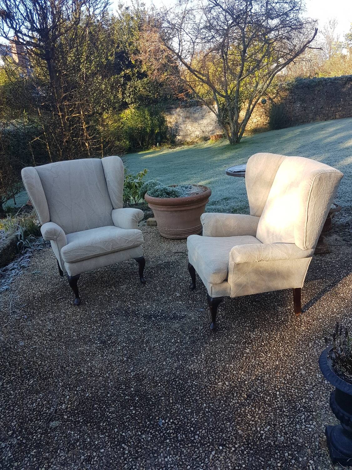 Pair of wing chairs