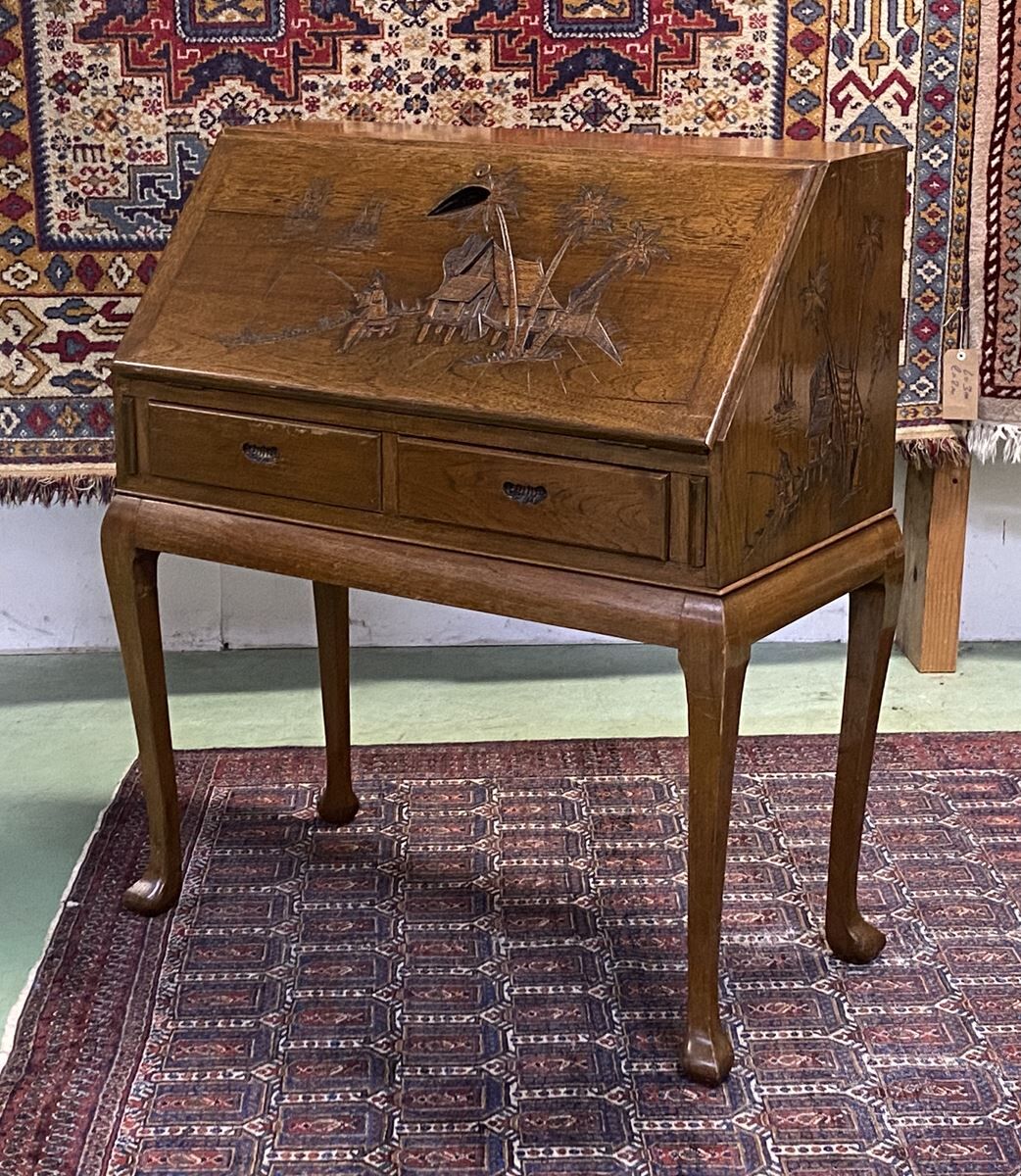 Asian-style teak secretary, 1970s manufacturing