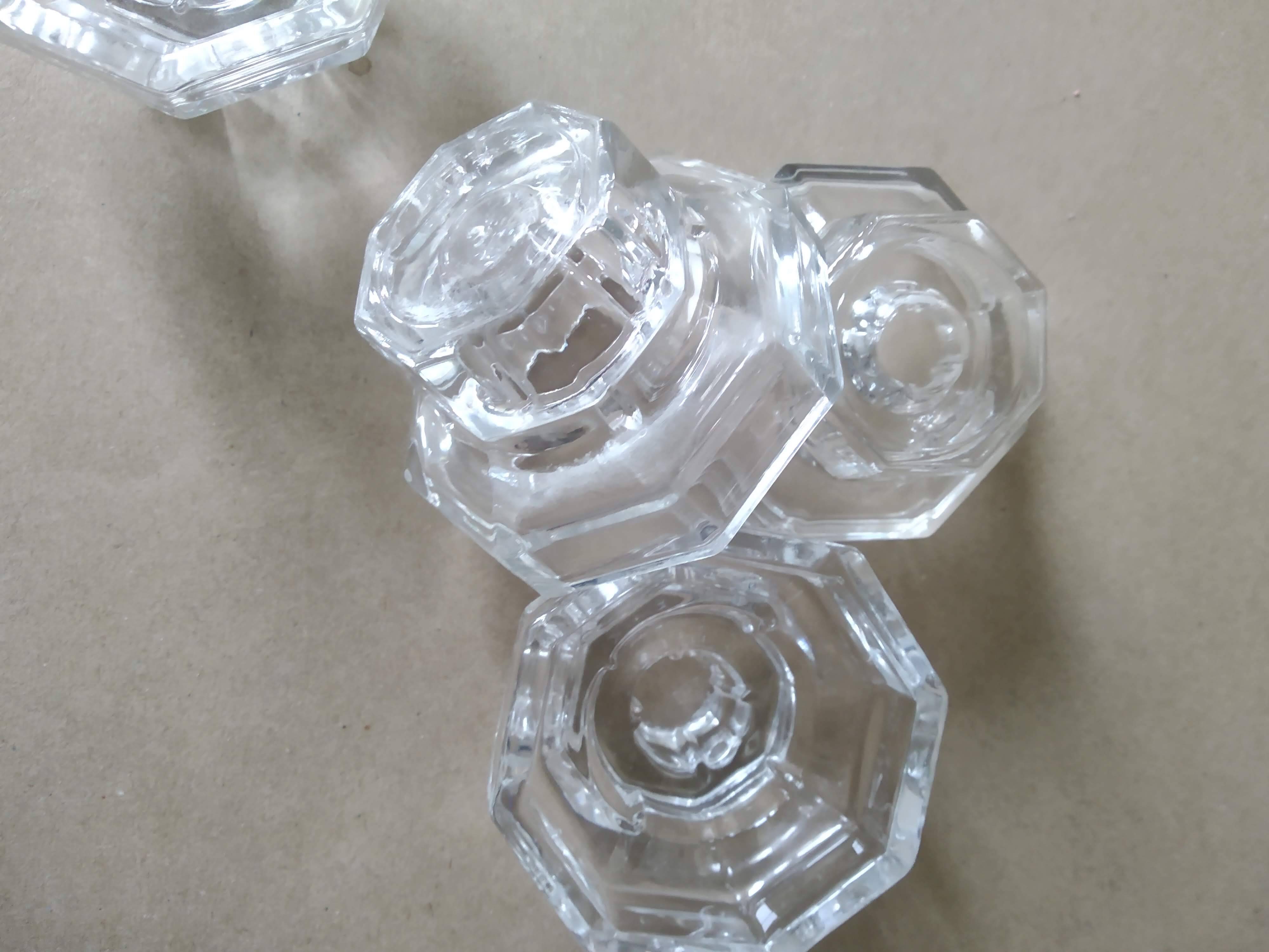 Set of 4 Art Deco style glass candle holders
