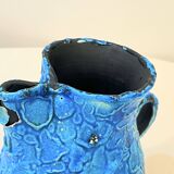 Pitcher Vase Fat Lava ceramic stoneware blue black 1960 Glacier enamels Cyclope Pottery Annecy Charles