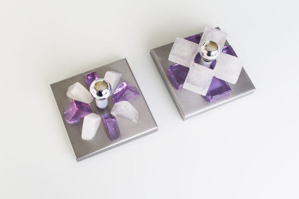 Paire de appliques murales en verre brutalistes par Albano Poli pour Poliarte, Italie, années 1970.