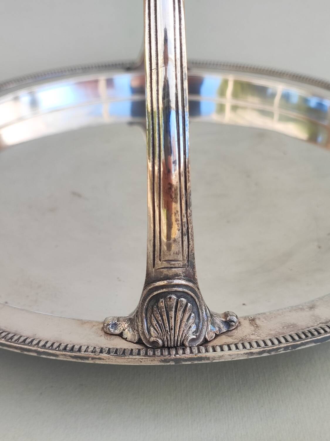 Silver plate and glass crudité serving dish