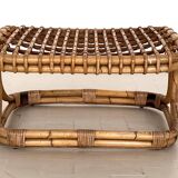 Italian Designer Stool in Bamboo Rattan, 1960s