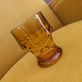 5 wine glasses / smoked water faceted mustard