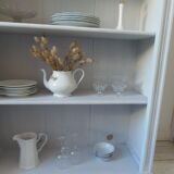 Pearl grey patinated bookcase