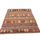 4x6 Green & Red Geometric Vintage Kilim Rug, 123x169Cm