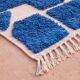 Authentic traditional white and blue Berber rug 2/3 m