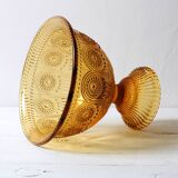 Mid-century Amber Honey Pedestal Bowl / Modern Vintage / Godinger / 1990s