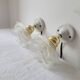 Duo of glass and porcelain flower wall lights