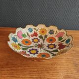 Vintage Enamelled Brass Fruit Bowl – Floral Centrepiece with Edge Fe