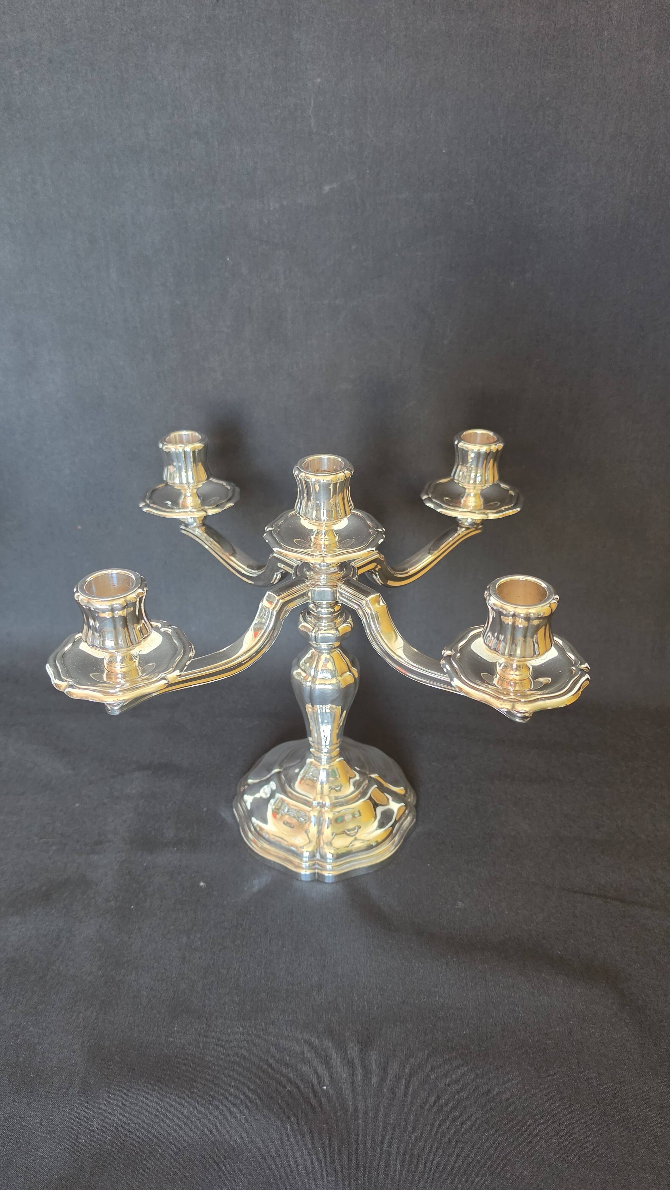 Exceptional pair of table candlesticks in fine silver, St. Médard Paris