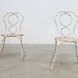 Ensemble de deux chaises de jardin sculpturales françaises