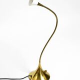 1980s brass halogen table lamp by Florian Schulz model Esa with gooseneck