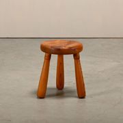 Scandinavian wooden tripod Stool solid pine in style of Ingvar Hildingsson