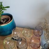 Six coloured digestive glasses
