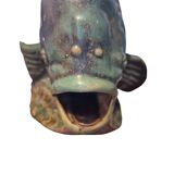 glazed stoneware fish sculpture signed Asian late 19th early 20th century