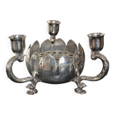 Silver-plated metal flower spike candlestick