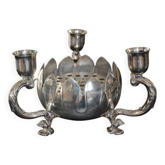 Silver-plated metal flower spike candlestick