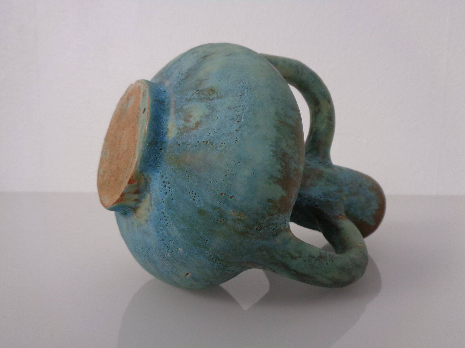 German studio ceramic handle vase by Lu & Gerd Grove, Lübeck, 1960s