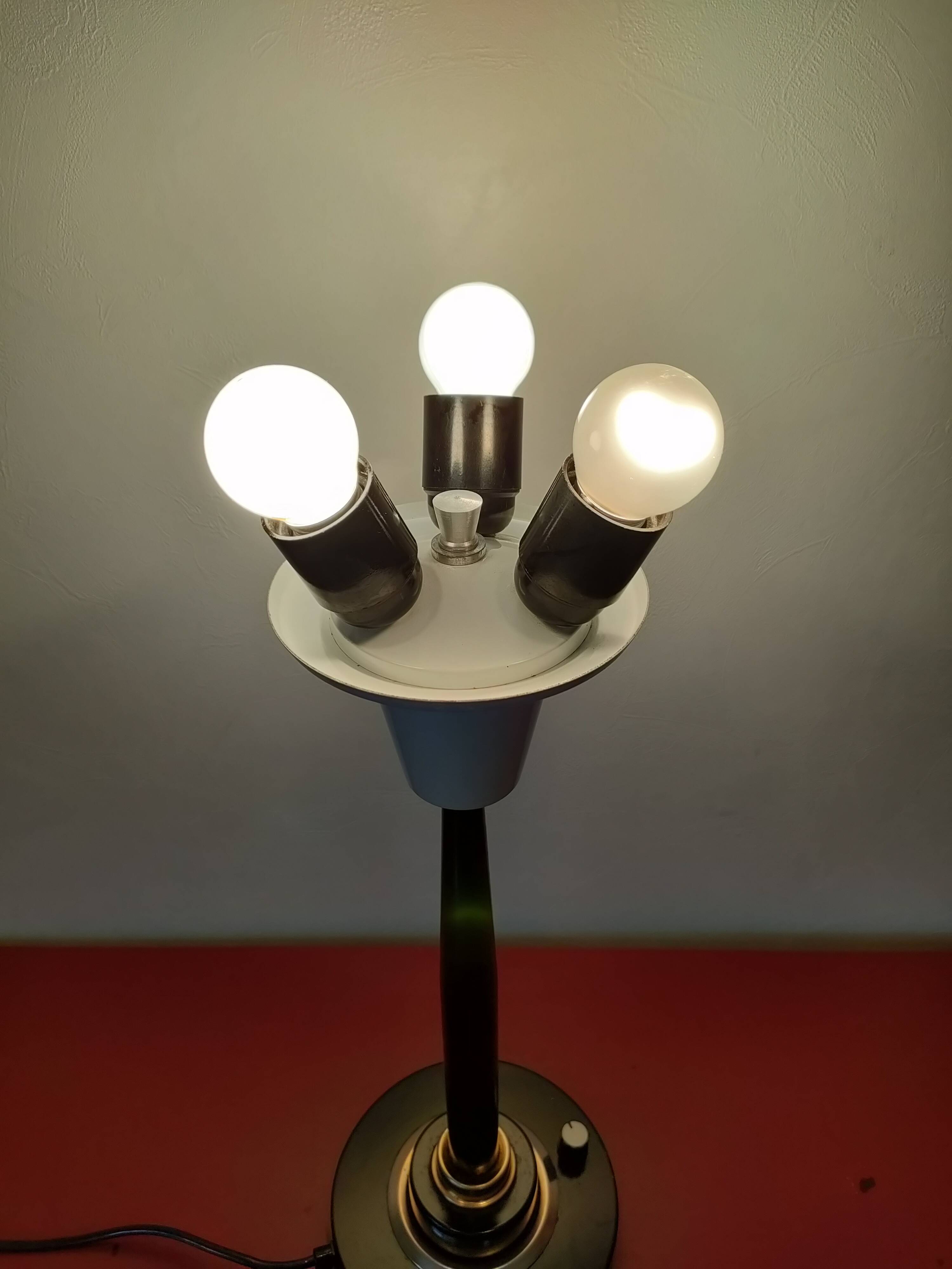 Lumi industrial metal lamp base - three lights - 1970s - Italy