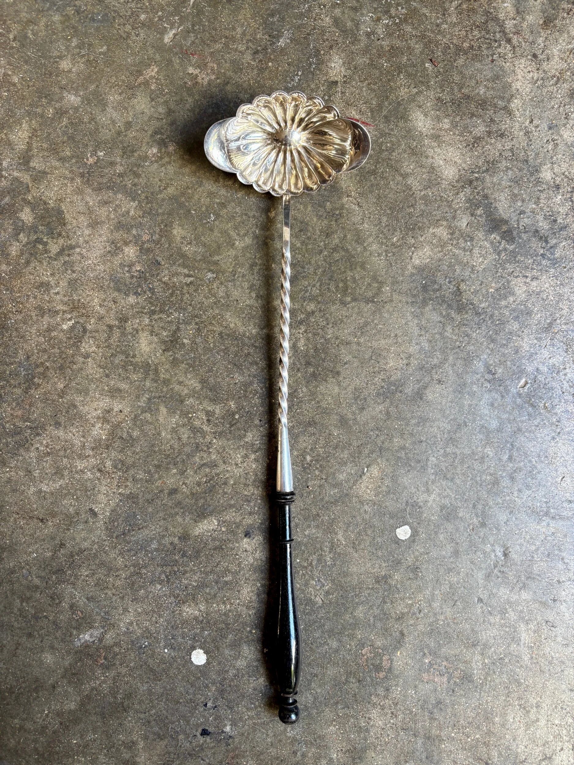 Punch ladle Christofle in ebony and silver-plated metal