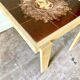 Table basse en bois clair et céramique émaillée 4 x 49,5 cm