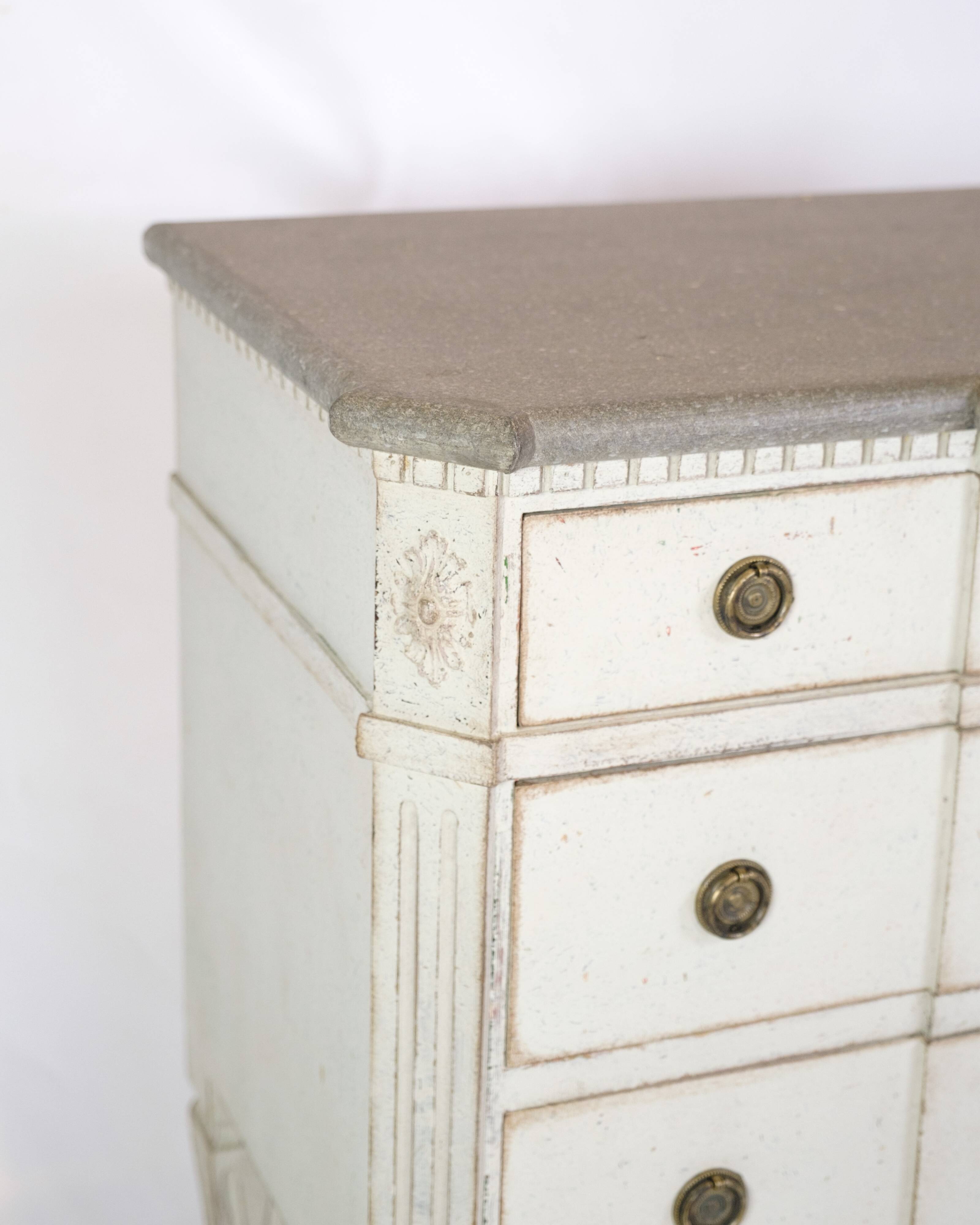 Gustavian Chest Of Drawers Grey Painted, Swedish Origin From 1840s