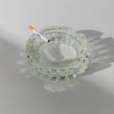 Vintage Murano Glass Ashtray, Pale Green Seafoam Clear Glass, 1950s Italian Mid-Century Glass Décor