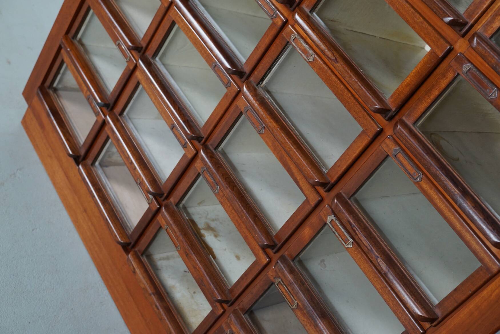 Vintage Dutch Hardwood Haberdashery Shop Cabinet, 1930s