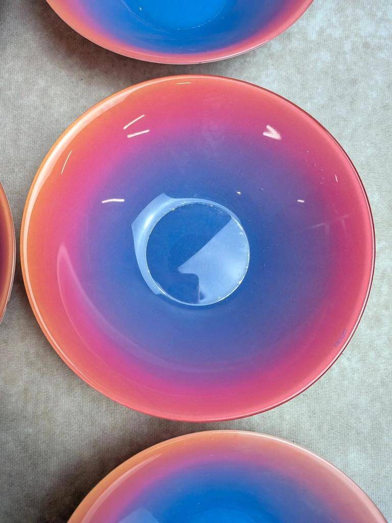 Set of 7 vintage coloured Luminarc bowls