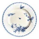 Sarreguemines round dish in blue ironstone, "Carmen" service