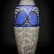Vase Art déco en grès émaillé de Louis Dage, motifs papillon, circa 1930