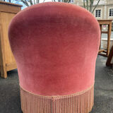 Pink velvet toad armchair