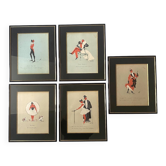 Set of 5 framed illustrations by Maurice Marais, 19th century