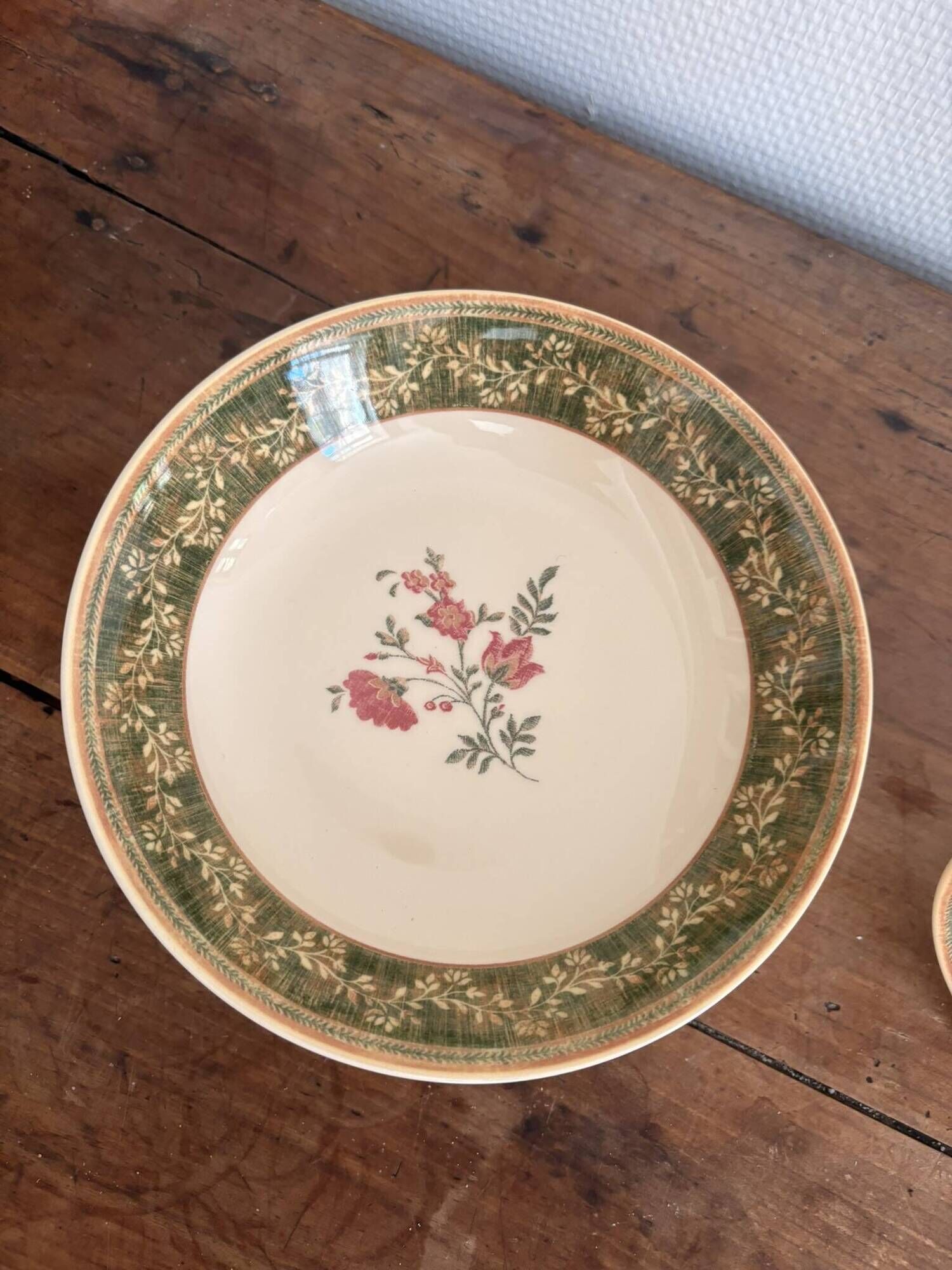 Lot of English earthenware deep plates by Johnson Brothers Ozark Flowers.