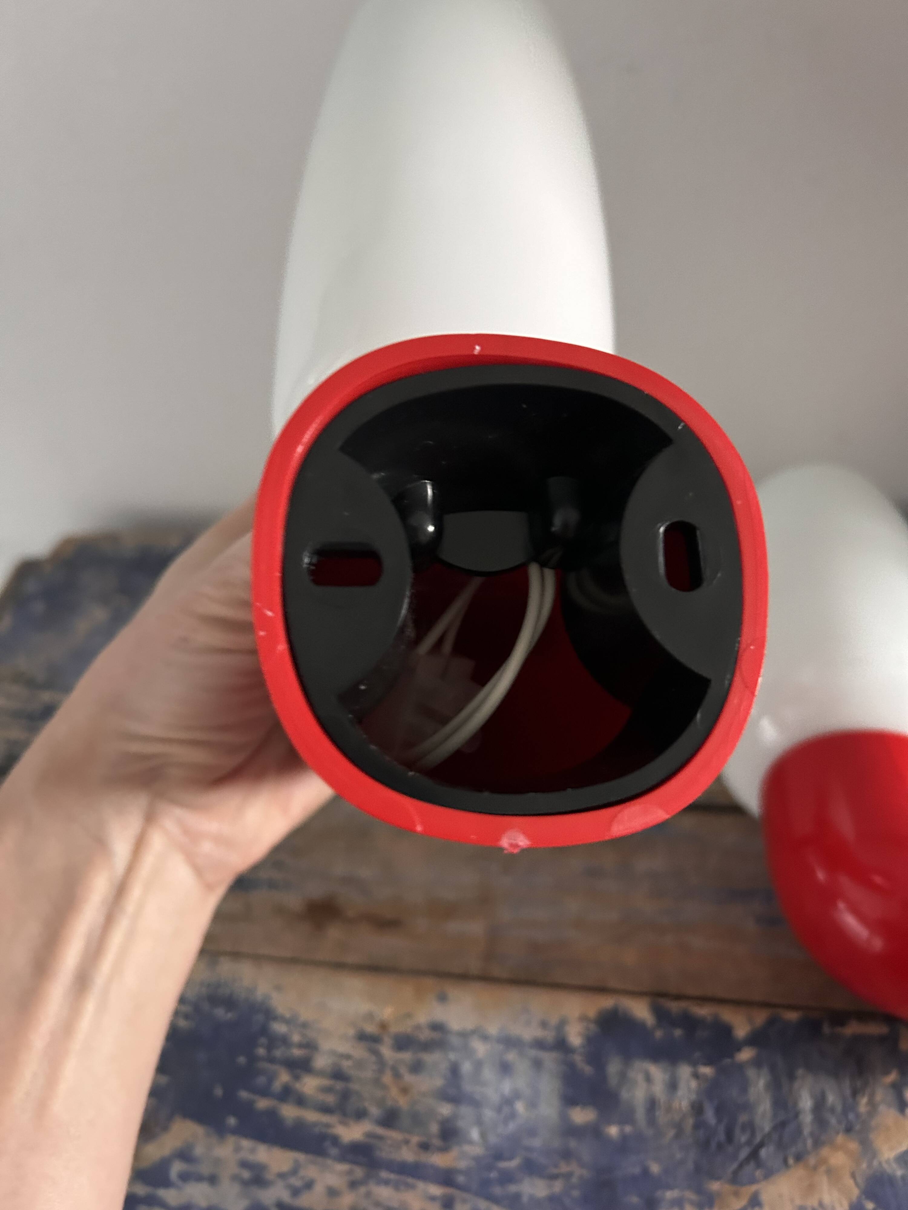 Pair of red and white seventies wall lights
