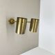 Set of two large minimalist Brass "tube" Wall Light Sconces, Italy 1970s