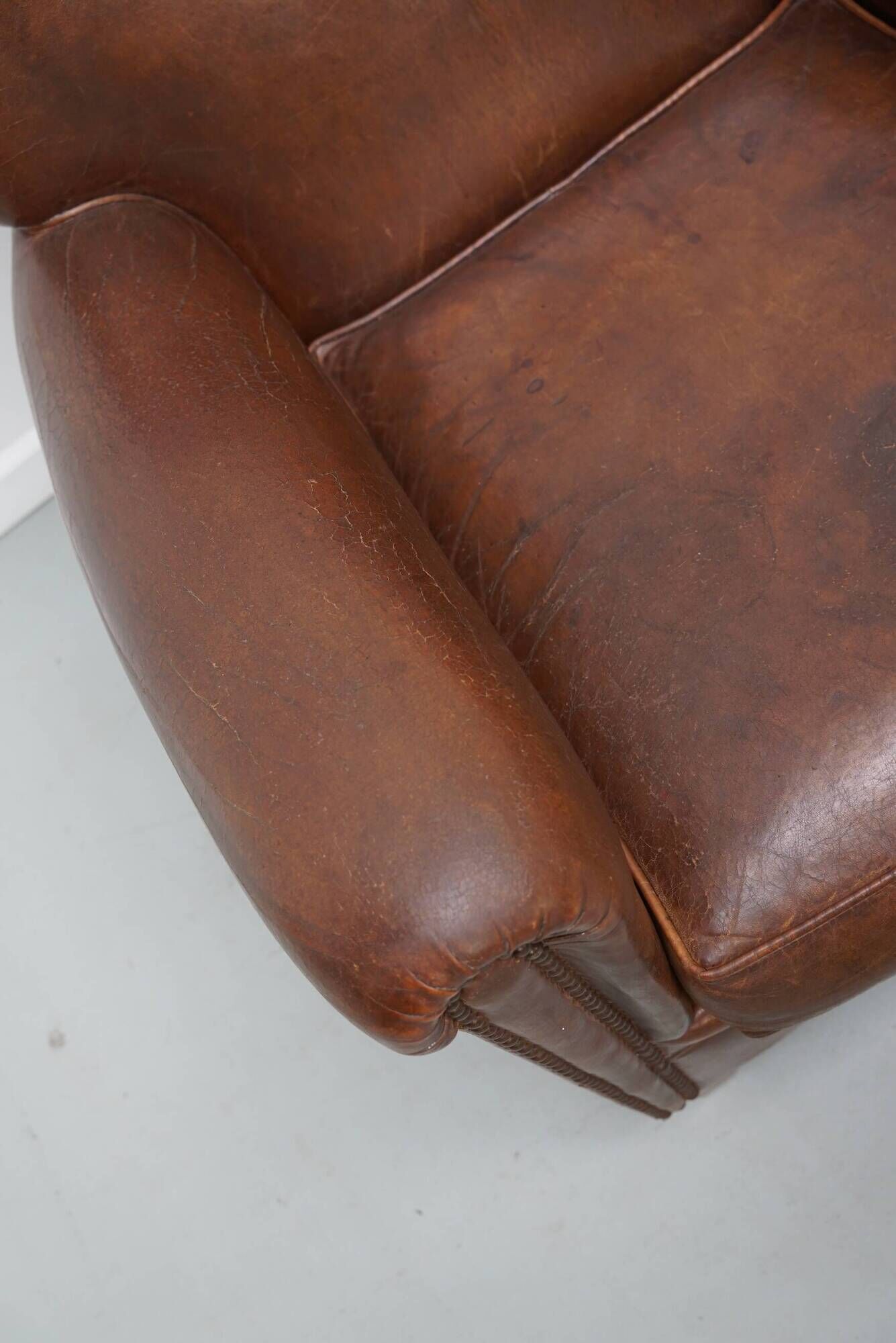 Vintage Dutch Cognac Colored Leather Club Chair, Set of 2
