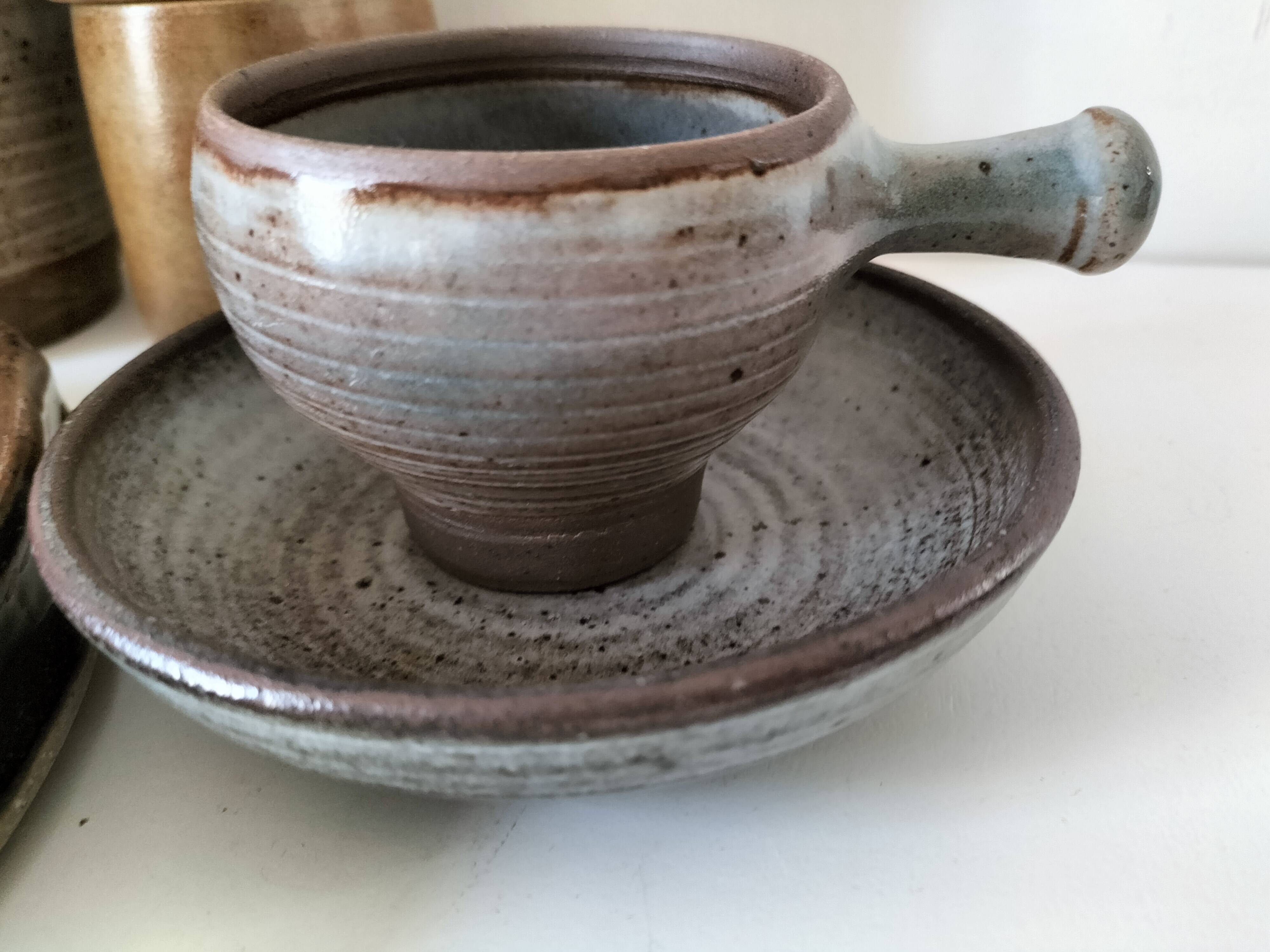 Stoneware service Puisaye – breakfast set - 7 pieces