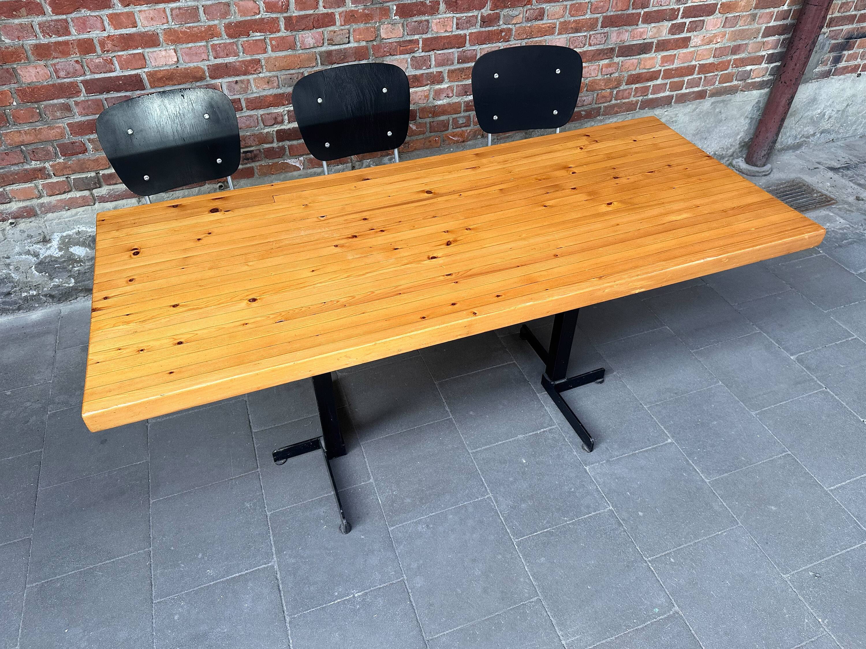 Dining table or desk Les Arcs Charlotte Perriand solid pine France 1960