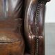 Sheepskin Leather Armchair in a Dark Warm Color