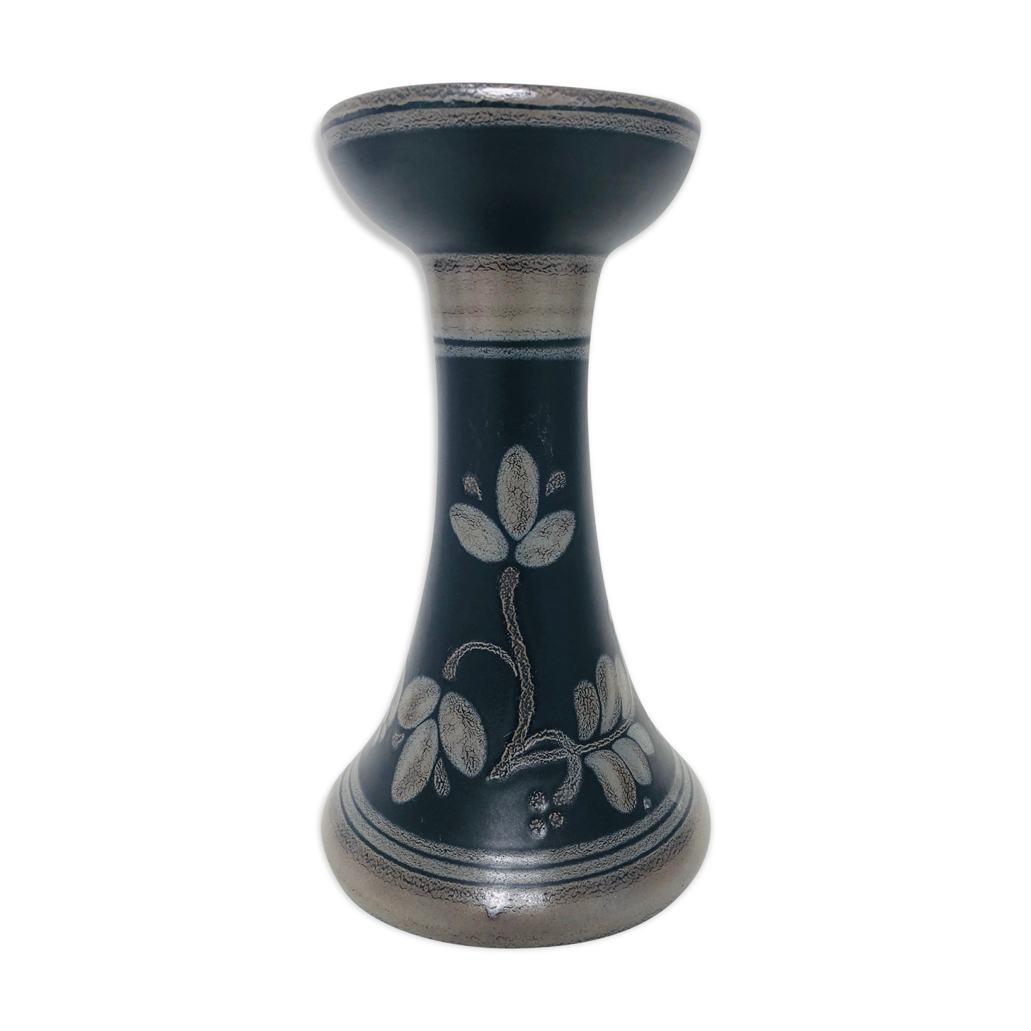 Black ceramic candlestick, 1970