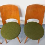 Set of 4 vintage Baumann Mondor chairs in terry cloth wood